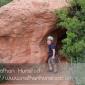 Michael Weber plays on a rock in Garden of the Gods Park in Colorado Springs, CO