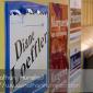 Campaign signs on the walls at the SD59 convention