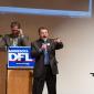 Representative Tom Rukavina, candidate for governor, speaks to t