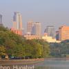 Downtown Minneapolis behind the Mississippi River.