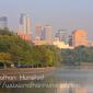Downtown Minneapolis behind the Mississippi River.