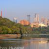 Downtown Minneapolis reflected in the Mississippi River.