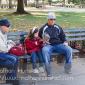 A girl plays with squirrels in Battery Park
