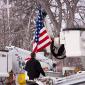 A flag being put away
