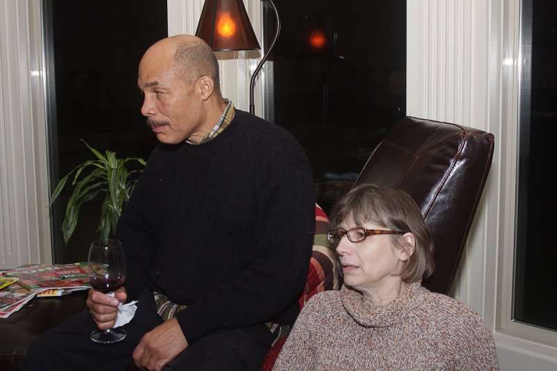 Jack Kelly and Nancy Kelly relax after dinner