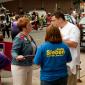 Rep. Erin Murphy chats with former Rep. Karla Bigham and DFL Party Chair Ken Martin.