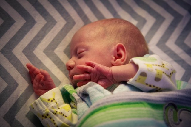 Sonja already has a favorite sleeping pose