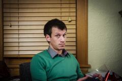 Matt playing on his fancy phone